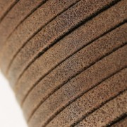 Lacet cuir double façon daim irisé 5 mm Marron x 50cm