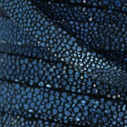 Lacet cuir double façon daim imitation poisson 10 mm Bleu Métallisé x 50cm