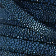 Lacet cuir double façon daim imitation poisson 10 mm Bleu Métallisé x 50cm
