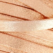 Lacet cuir double façon daim métallisé craquelé 10 mm Pink Gold x 50cm