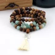 Perles gourous 12 et 9 mm pour fabriquer un Mala Tibétain Howlite teintées x1