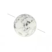 Perle gourou trois trous 8mm pour fabriquer un Mala Tibétain Imitation Howlite x1