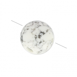 Perle gourou trois trous 8mm pour fabriquer un Mala Tibétain Imitation Howlite x1