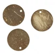 Pendentifs coco disques 23 mm Marron x5