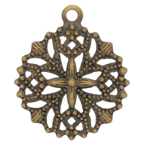 Breloques filigranées 15 mm bronze x5