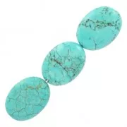 Perles imitation Turquoise Olives plates 12x15.5 mm x4