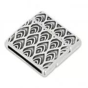 Fermoir aimanté motif peacock 24 mm pour lacet 20 mm Placage Argent fin vieilli x1