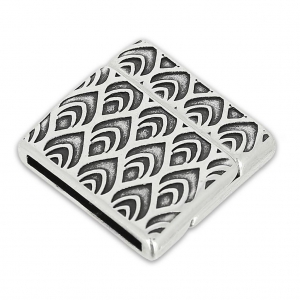 Fermoir aimanté motif peacock 24 mm pour lacet 20 mm Placage Argent fin vieilli x1