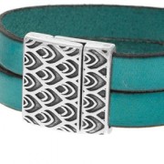 Fermoir aimanté motif peacock 24 mm pour lacet 20 mm Placage Argent fin vieilli x1