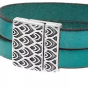 Fermoir aimanté motif peacock 24 mm pour lacet 20 mm Placage Argent fin vieilli x1