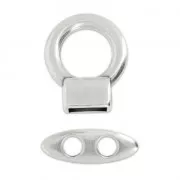 Fermoir T pour cordon 5 mm Placage Argent fin vieilli x1