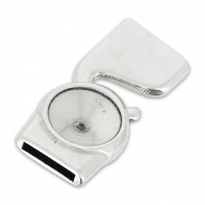 Fermoir crochet pour lacet 10 mm et rivoli 1122 12 mm Placage Argent fin vieilli x1