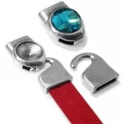 Fermoir crochet pour lacet 10 mm et rivoli 1122 12 mm Placage Argent fin vieilli x1