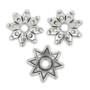 Coupelles fleurs 9 mm Placage Argent fin vieilli x8