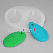 Mini moule silicone pour pâte polymère et pâte de métal pendentifs goutte et ovale 55x32 mm