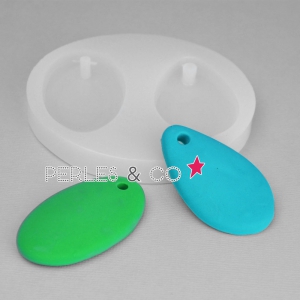 Mini moule silicone pour pâte polymère et pâte de métal pendentifs goutte et ovale 55x32 mm