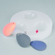 Mini moule silicone pour pâte polymère et pâte de métal 3 pendentifs gouttes 28x20 mm|raw }}