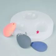 Mini moule silicone pour pâte polymère et pâte de métal 3 pendentifs gouttes 28x20 mm