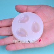Mini moule silicone pour pâte polymère et pâte de métal 3 pendentifs gouttes 28x20 mm