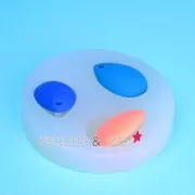 Mini moule silicone pour pâte polymère et pâte de métal 3 pendentifs gouttes 28x20 mm