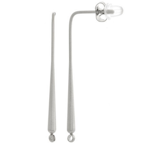 Clous d'oreilles gouttes fines 36x2 mm avec anneau fermé - Acier inox 304L x2