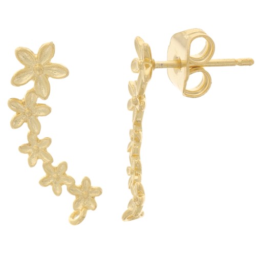 Clous d'oreilles 5 fleurs 19.5 mm - Doré à l'or fin x2