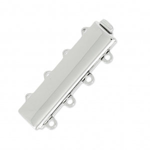 Fermoir 4 rangs  9x25 mm plaqué rhodium