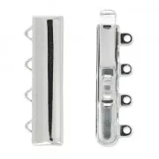 Fermoir 4 rangs  9x25 mm plaqué rhodium