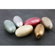 Perle olive en papier mâché effet métallisé 18x39 mm Sand x1