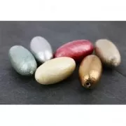 Perle olive en papier mâché effet métallisé 18x39 mm Sand x1