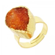 Bague Druzy Agate réglable poire 20 mm doré/Orange x1|raw }}