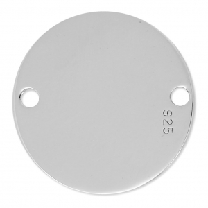 Intercalaire rond 2 trous à graver 25 mm en Argent 925  x1