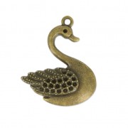Pendentif cygne à strasser 32 mm bronze x1|raw }}