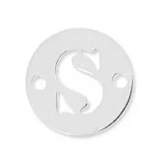 Intercalaire rond 2 trous lettre S 8.5 mm en Argent 925 x1