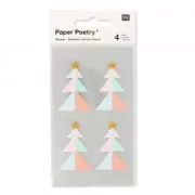 Stickers Paper Poetry Sapins 43 mm Pastel/Doré x16