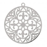 Pendentif laser cut léger rond 30 mm rhodié x1|raw }}