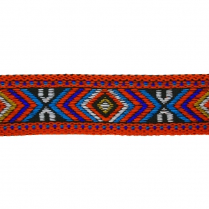 Galon fantaisie ethnique losanges 18 mm Rouge/Green Turquoise x50cm