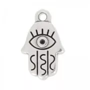 Breloque main de Fatma 17.5x11 mm Placage Argent fin vieilli x1