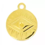 Breloque oeil porte-bonheur à strasser 19 mm Doré à l'or fin x1