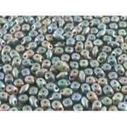 SuperDuo Duet 2,5x5 mm Bicolore Green Turquoise/Ivory Nebula  x10g