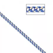 Chaîne maille gourmette 1.5 mm Bleu Dur/doré x1m
