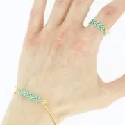 Chaîne maille chevron en épis résine époxy 6.3mm Moutarde/Rouge/Vert argenté x 20cm