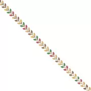 Chaîne maille chevron en épis résine époxy 6.3 mm Moutarde/Rouge/Vert doré x 20cm