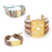 Intercalaire martelé 9 rangs 21x37.5 mm doré rose satiné x1