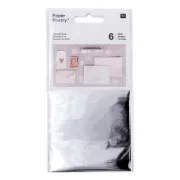 Paquet de 6 feuilles de transferts métallisées Paper Poetry Argenté