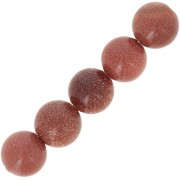 Perle ronde en pierre gemme 12 mm Gold Stone - Imitation Pierre de soleil x1