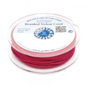 Fil de jade / Fil nylon tressé européen Griffin 0.5 à 0.8 mm Dark Red Fuchsia x25m