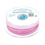 Fil de jade / Fil nylon tressé européen Griffin 1 mm Dark Pink x25m