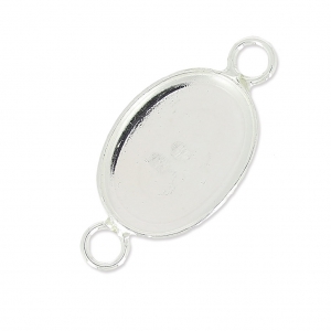 Serti intercalaire pour cabochon ovale fond plat 14x10 mm en Argent 925 x1