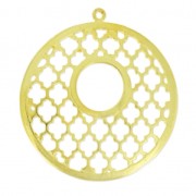 Pendentif rond ajouré motif oriental 47.5 mm Doré à l'or fin x1|raw }}